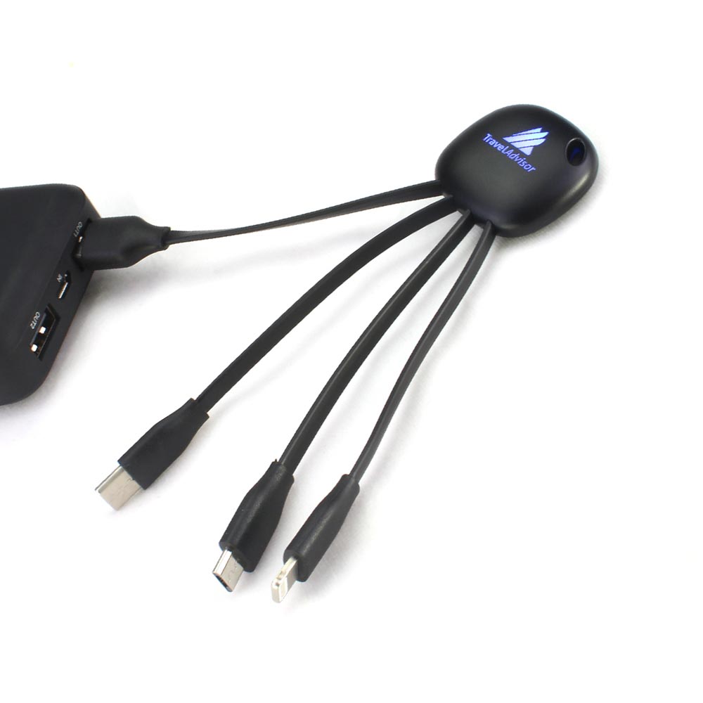 4 in 1 Charging Cable with LED Logo